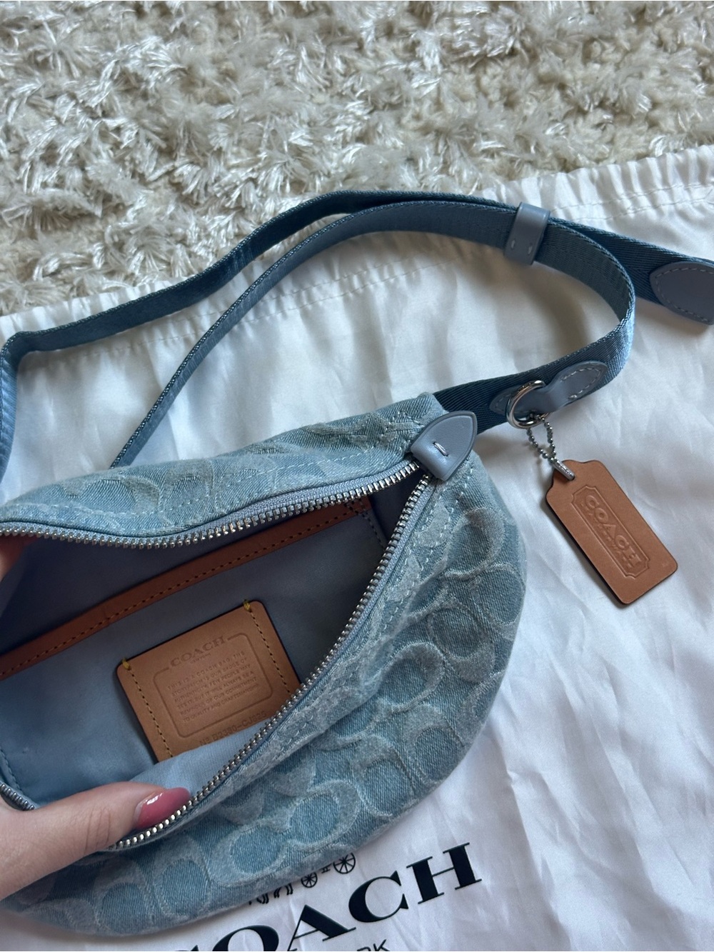 NEW Denim Blue Coach Belt Bag - Picture 2 of 5